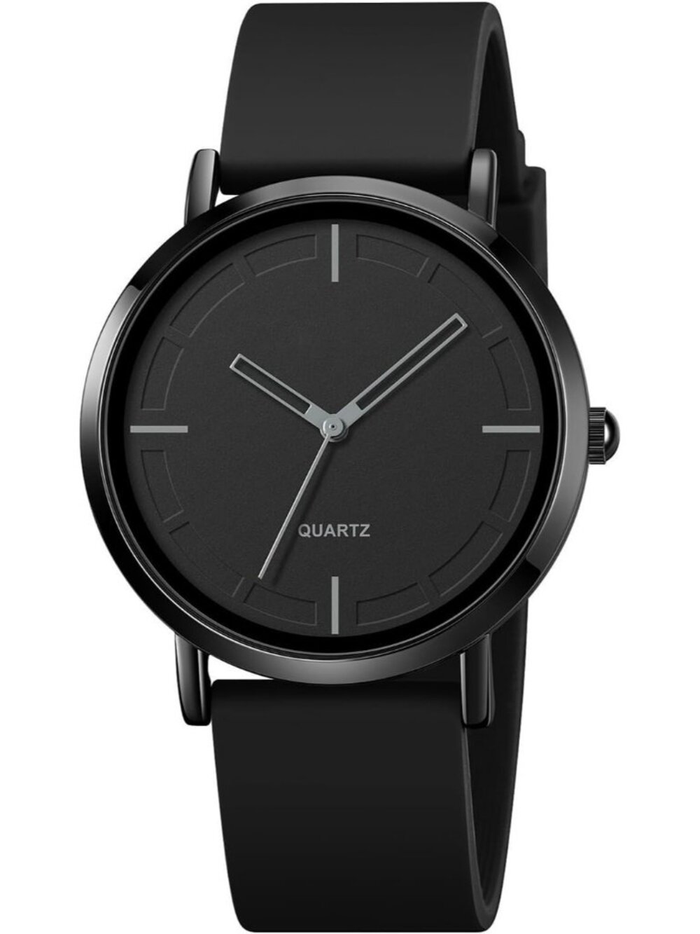 Women's Black Analog Quartz Simple Silicone Strap Waterproof Round Sport Watch